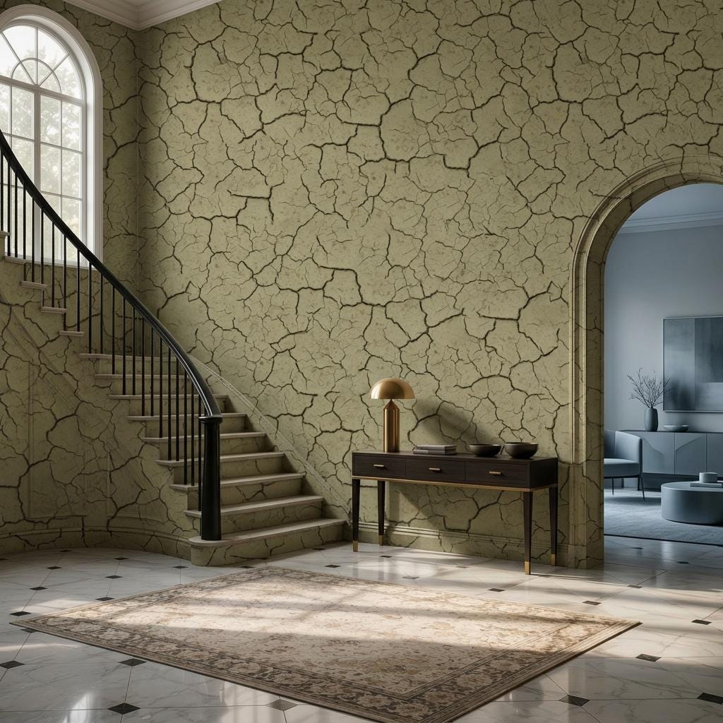 Sage Green Cracked Earth Wallpaper, Textured Wall Mural,Peel Stick Home Decor-WP0233