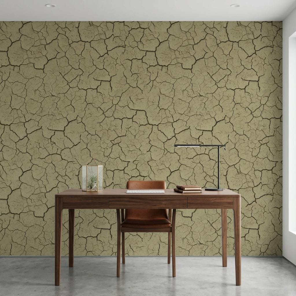 Sage Green Cracked Earth Wallpaper, Textured Wall Mural,Peel Stick Home Decor-WP0233
