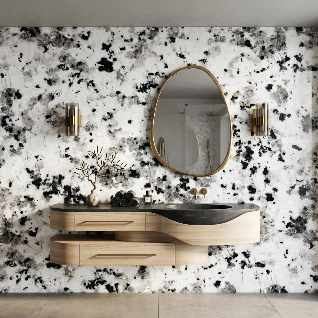 Monochrome Ink Splatter Wallpaper Mural, Abstract Speckled Wall Decor-WP0237