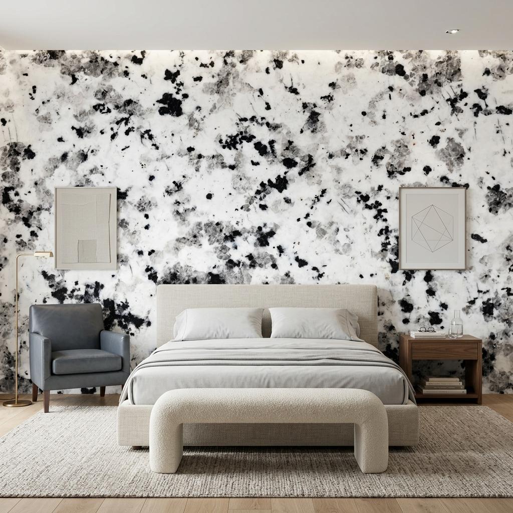 Monochrome Ink Splatter Wallpaper Mural, Abstract Speckled Wall Decor-WP0237