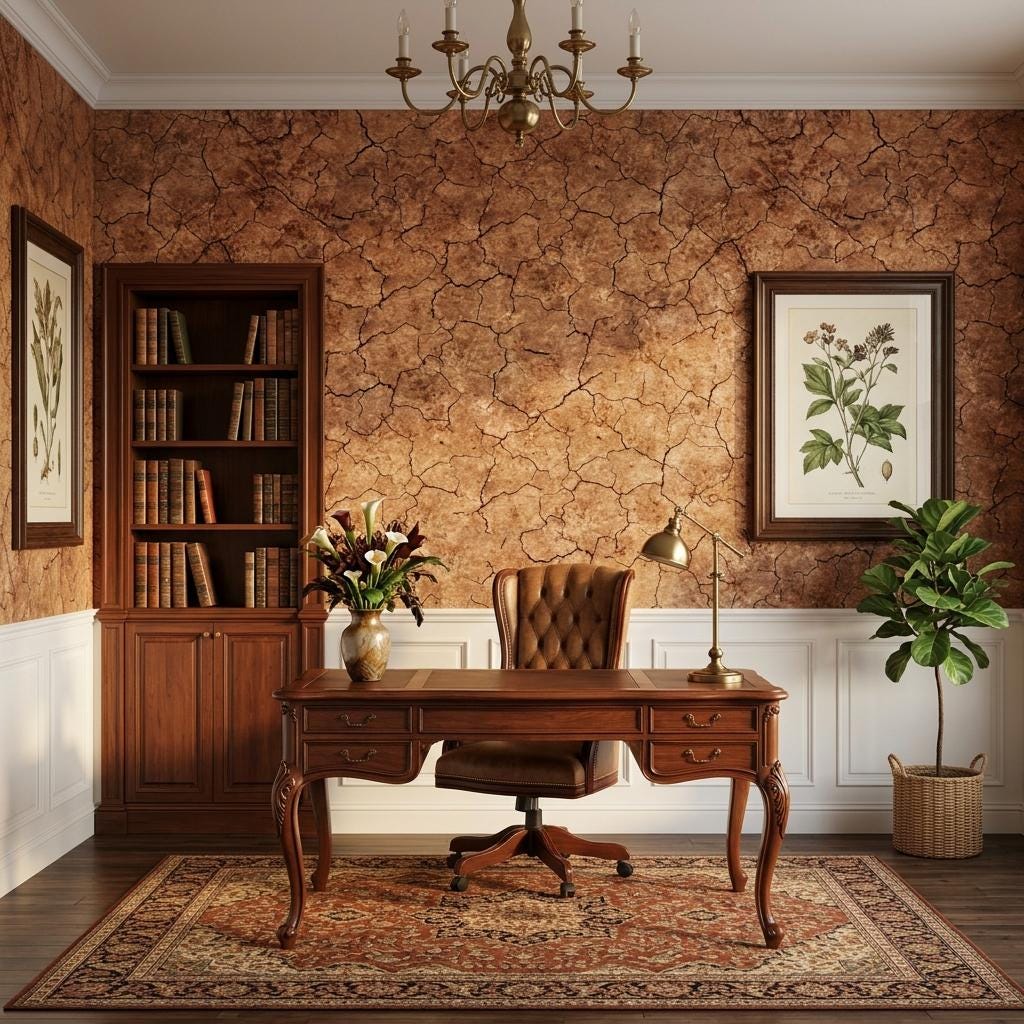 Terracotta Textured Wallpaper, Cracked Earth Wall Mural,Peel Stick Home Decor-WP0232