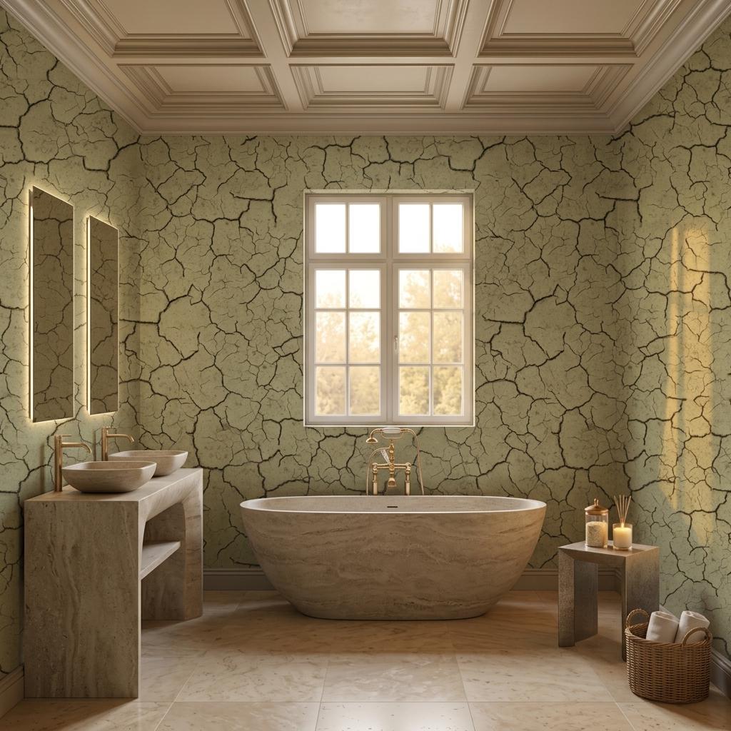 Sage Green Cracked Earth Wallpaper, Textured Wall Mural,Peel Stick Home Decor-WP0233
