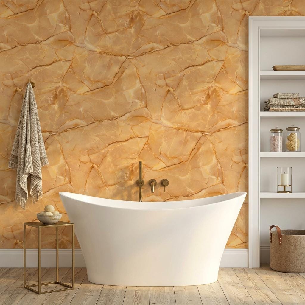 Golden Onyx Wallpaper, Faux Marble Mural-WP0274