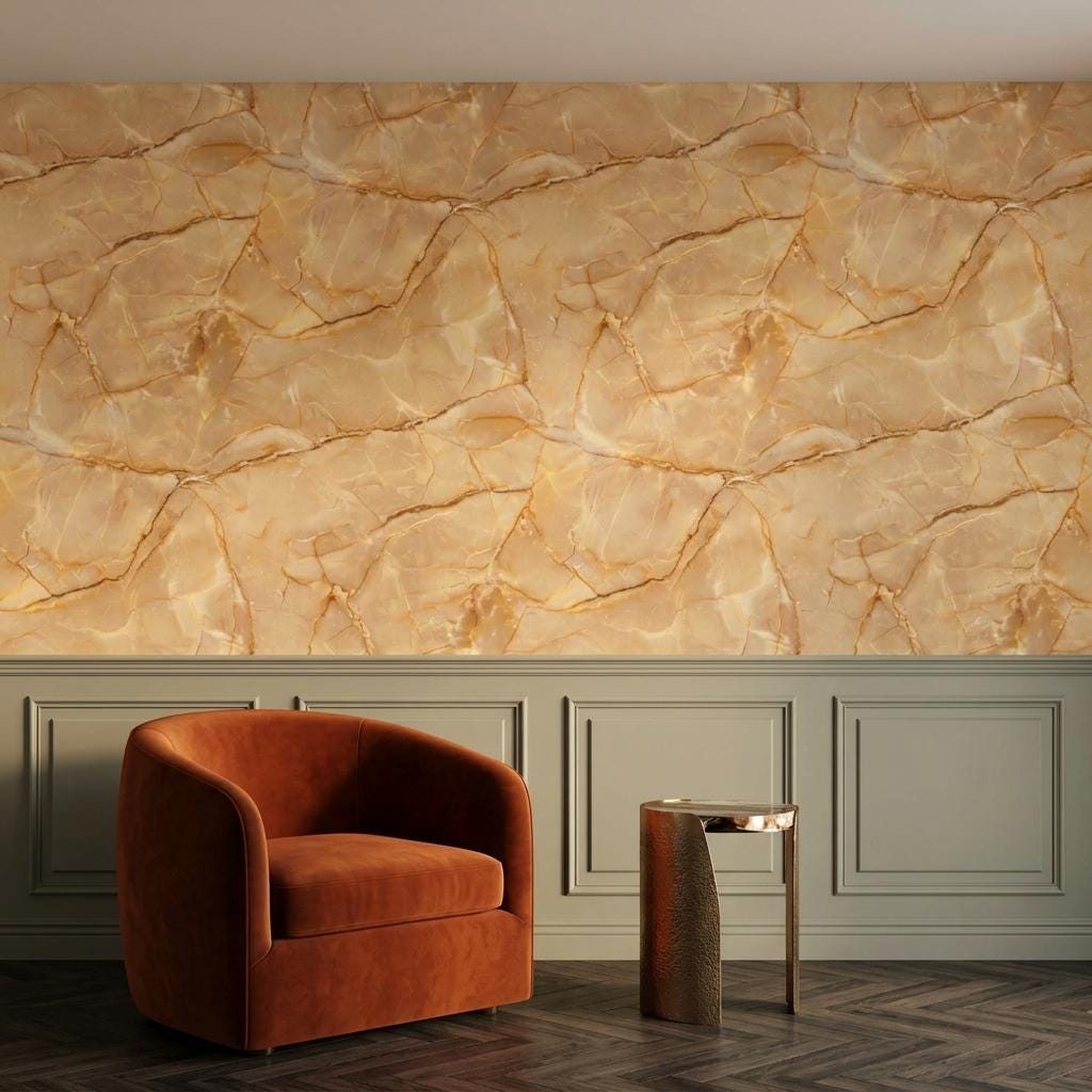 Golden Onyx Wallpaper, Faux Marble Mural-WP0274
