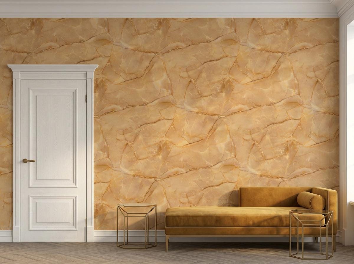 Golden Onyx Wallpaper, Faux Marble Mural-WP0274
