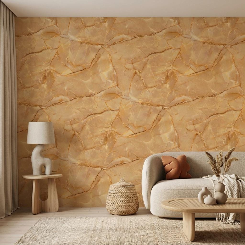 Golden Onyx Wallpaper, Faux Marble Mural-WP0274