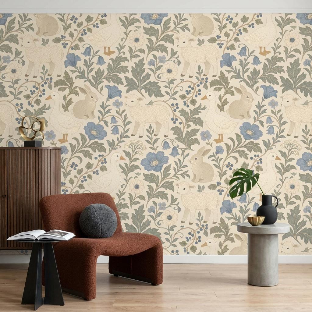 William Morris Woodland Animal Wallpaper Mural-WP0277