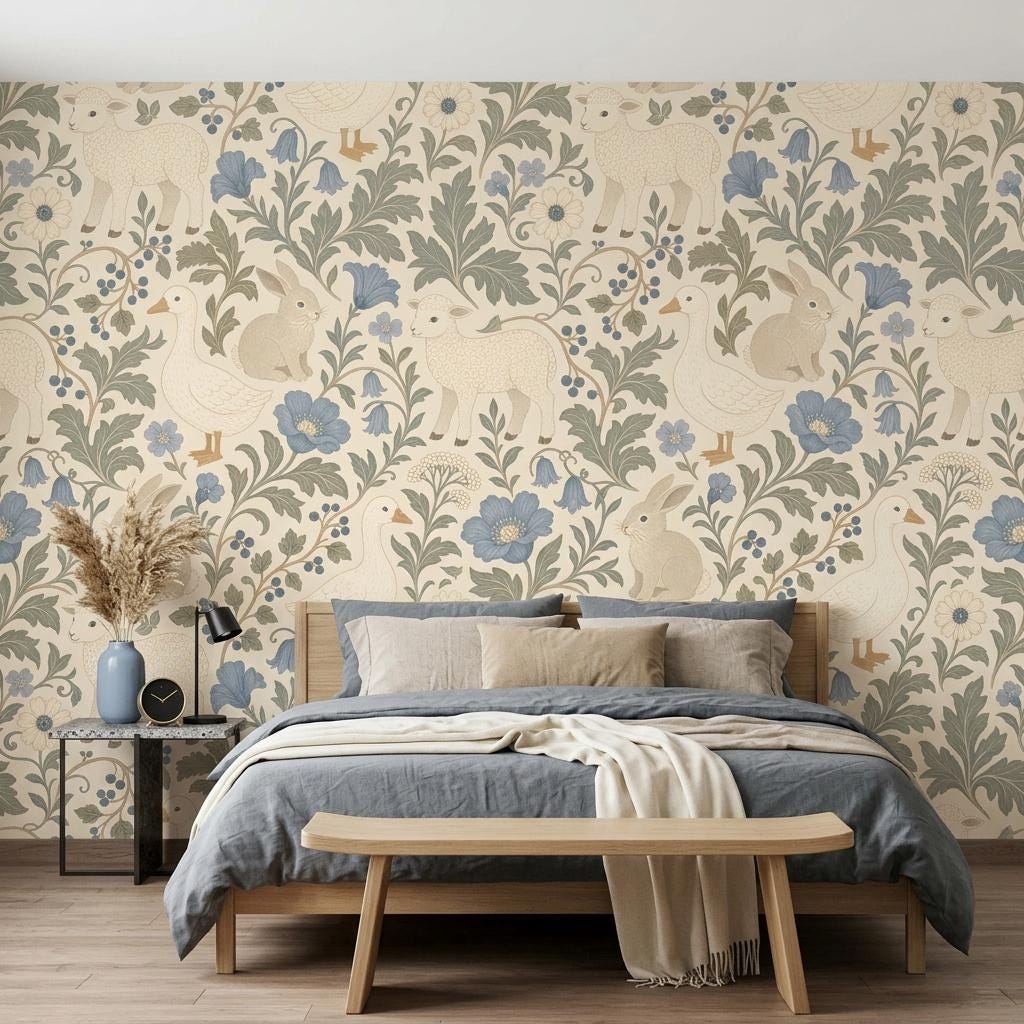 William Morris Woodland Animal Wallpaper Mural-WP0277
