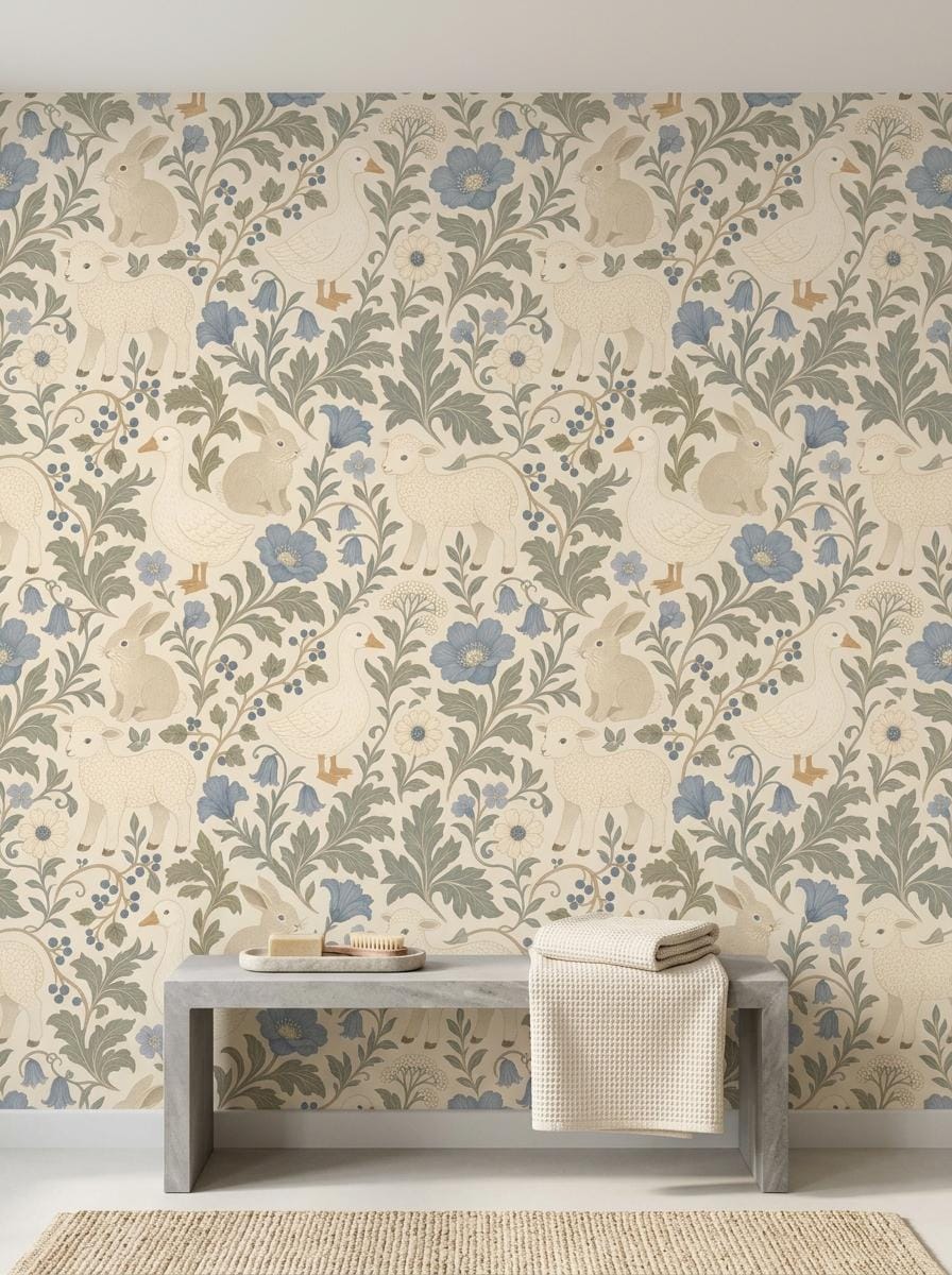 William Morris Woodland Animal Wallpaper Mural-WP0277